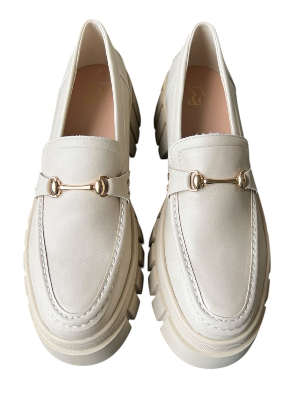 New York & Company Women's Seraphina Loafer Loafer Lug Sole Cream 8.5 NEW